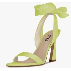 FYS Green Sexy Open Toe Spool High Heel Satin Lace up Ankle Strap Sandals